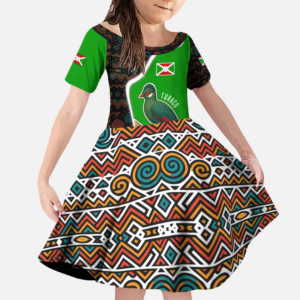 Burundi Turaco Family Matching Tank Maxi Dress and Hawaiian Shirt with National Bird and Flag Pattern
