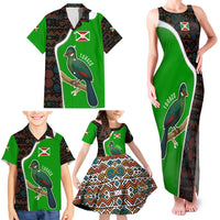 Burundi Turaco Family Matching Tank Maxi Dress and Hawaiian Shirt with National Bird and Flag Pattern