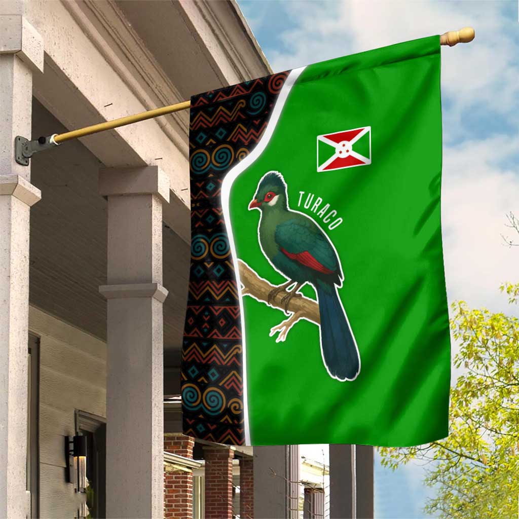 Burundi Turaco Garden Flag with National Bird and Flag Pattern