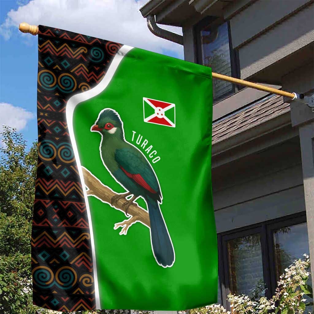 Burundi Turaco Garden Flag with National Bird and Flag Pattern