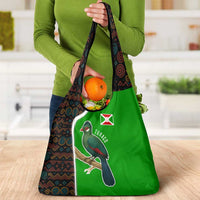 Burundi Turaco Grocery Bag with National Bird and Flag Pattern