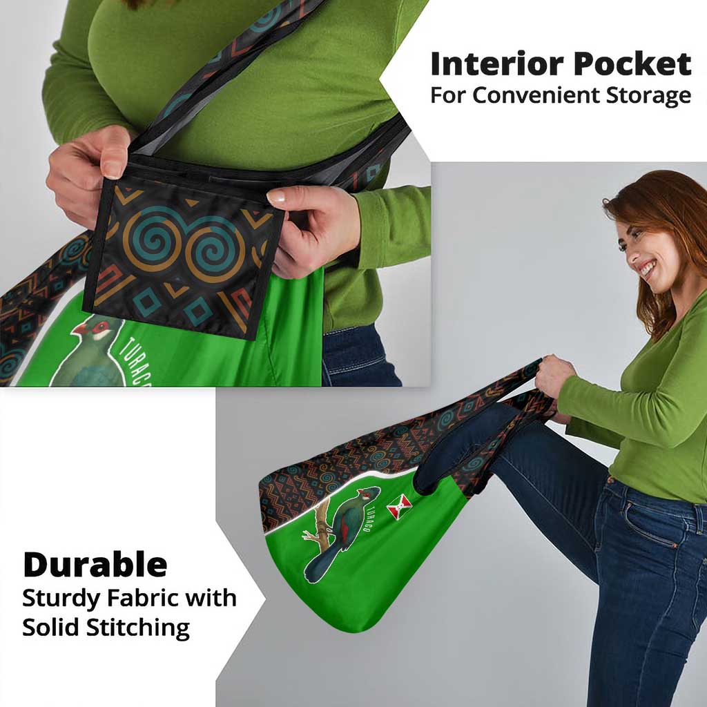 Burundi Turaco Grocery Bag with National Bird and Flag Pattern