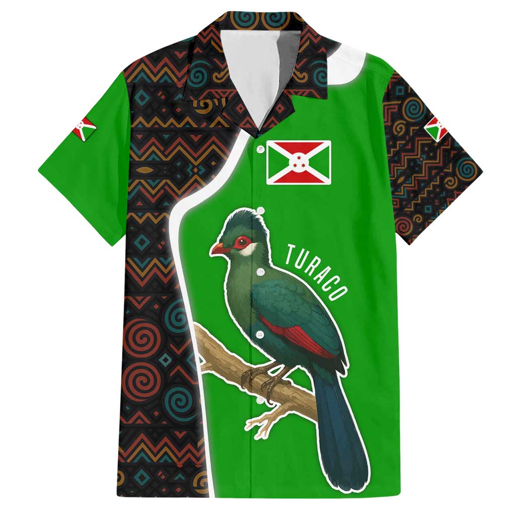 Burundi Turaco Hawaiian Shirt with National Bird and Flag Pattern