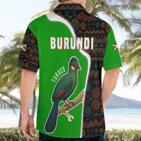 Burundi Turaco Hawaiian Shirt with National Bird and Flag Pattern