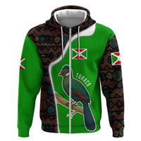 Burundi Turaco Hoodie with National Bird and Flag Pattern