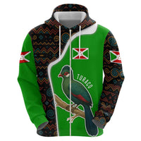 Burundi Turaco Hoodie with National Bird and Flag Pattern