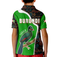Burundi Turaco Kid Polo Shirt with National Bird and Flag Pattern