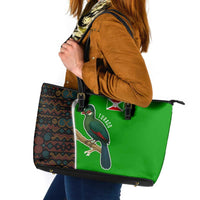 Burundi Turaco Leather Tote Bag with National Bird and Flag Pattern