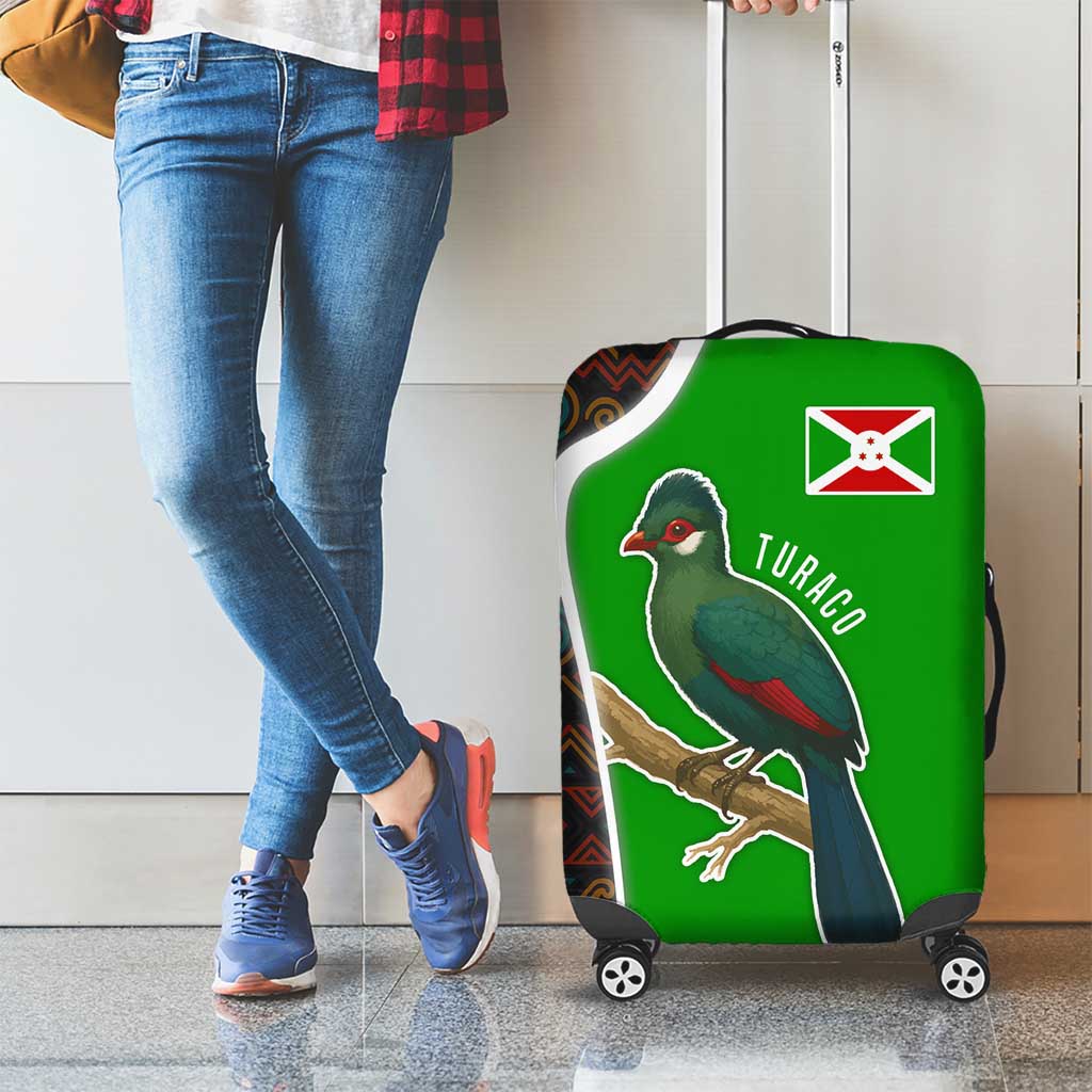 Burundi Turaco Luggage Cover with National Bird and Flag Pattern