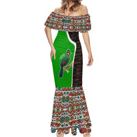 Burundi Turaco Mermaid Dress with National Bird and Flag Pattern