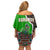 Burundi Turaco Off Shoulder Short Dress with National Bird and Flag Pattern