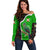 Burundi Turaco Off Shoulder Sweater with National Bird and Flag Pattern