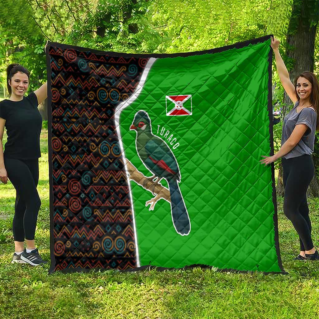 Burundi Turaco Quilt with National Bird and Flag Pattern