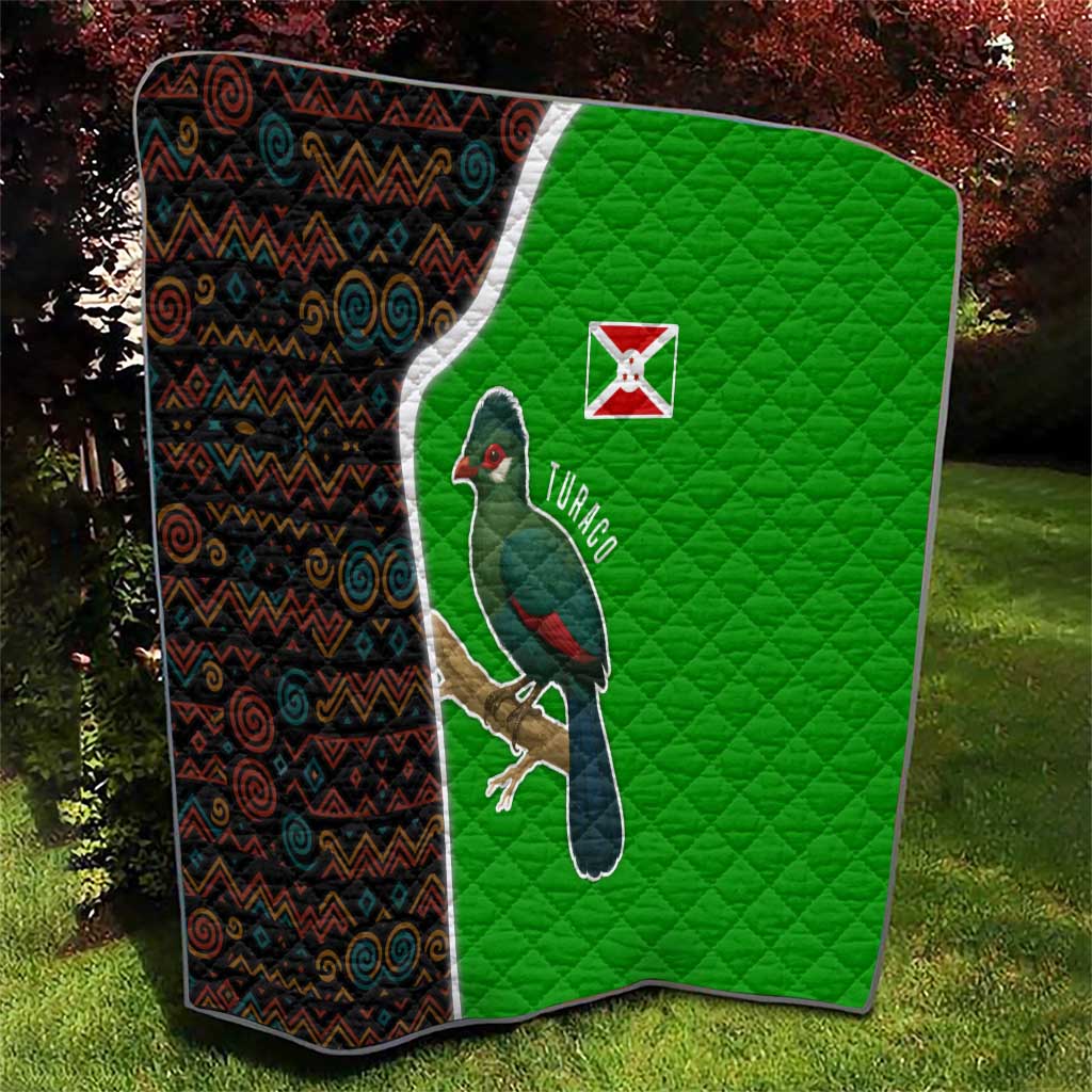 Burundi Turaco Quilt with National Bird and Flag Pattern