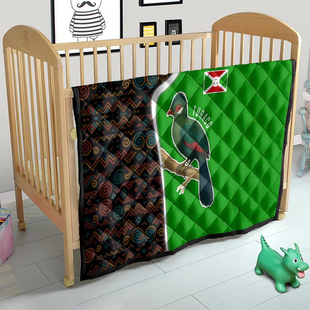 Burundi Turaco Quilt with National Bird and Flag Pattern