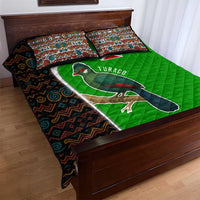 Burundi Turaco Quilt Bed Set with National Bird and Flag Pattern