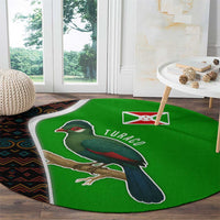 Burundi Turaco Round Carpet with National Bird and Flag Pattern