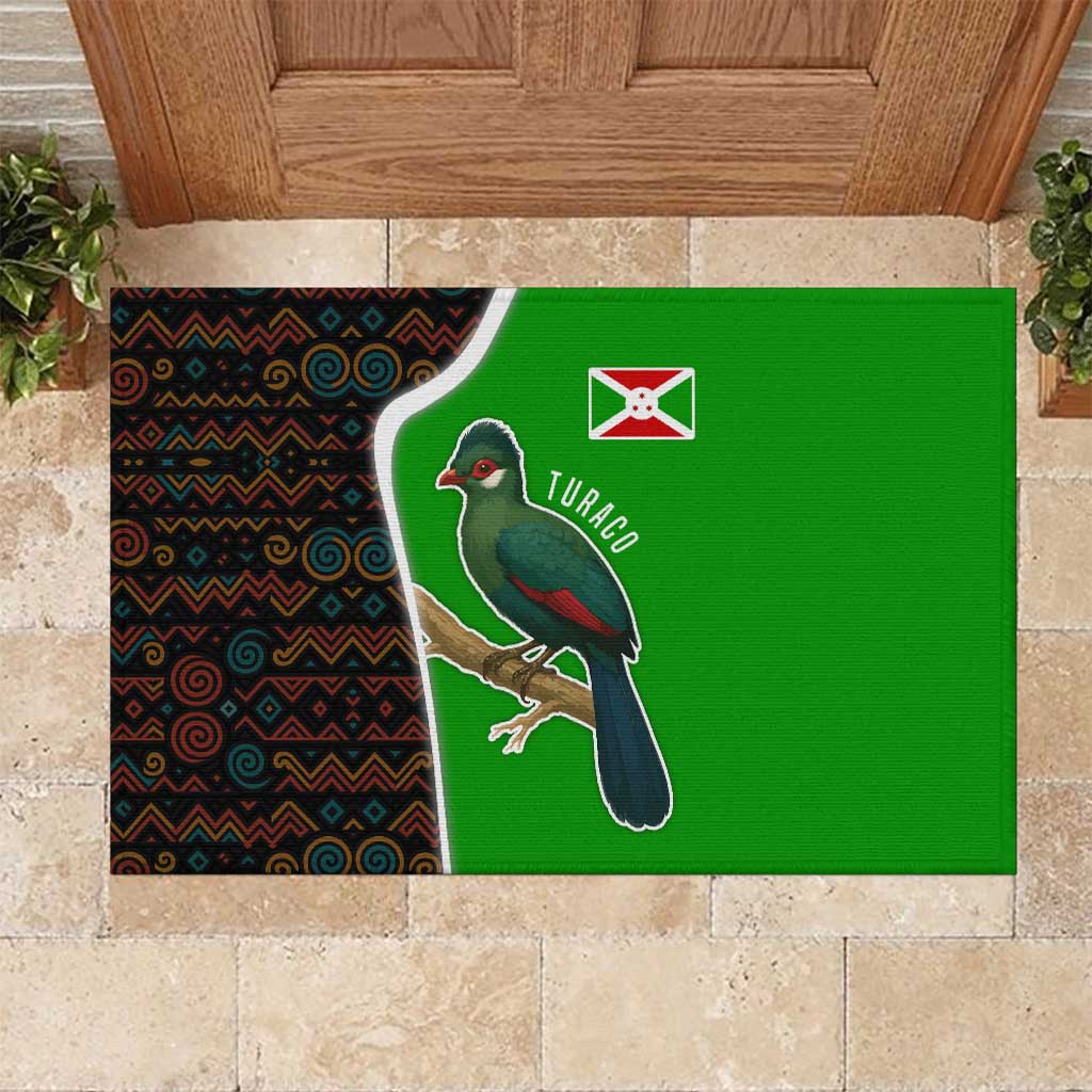 Burundi Turaco Rubber Doormat with National Bird and Flag Pattern