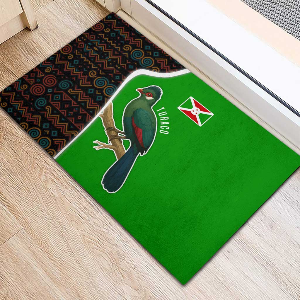 Burundi Turaco Rubber Doormat with National Bird and Flag Pattern