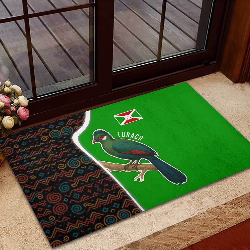Burundi Turaco Rubber Doormat with National Bird and Flag Pattern