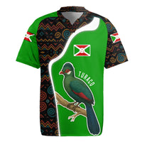 Burundi Turaco Rugby Jersey with National Bird and Flag Pattern
