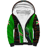 Burundi Turaco Sherpa Hoodie with National Bird and Flag Pattern