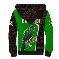 Burundi Turaco Sherpa Hoodie with National Bird and Flag Pattern