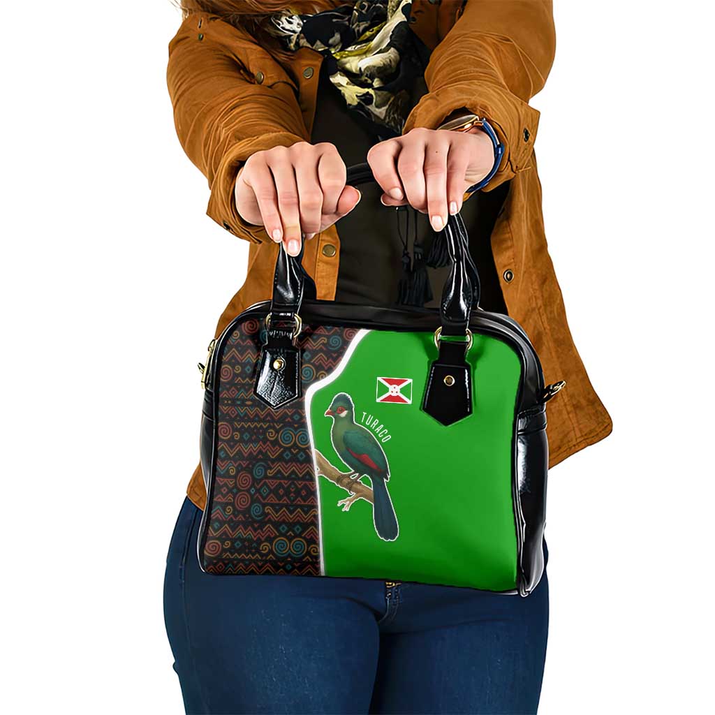 Burundi Turaco Shoulder Handbag with National Bird and Flag Pattern