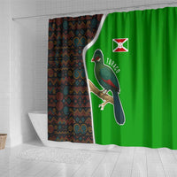Burundi Turaco Shower Curtain with National Bird and Flag Pattern