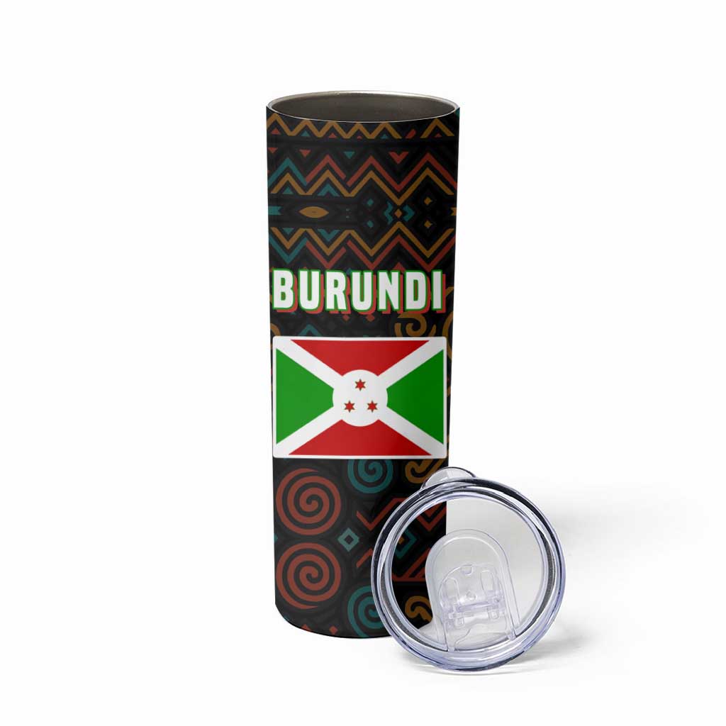 Burundi Turaco Skinny Tumbler with National Bird and Flag Pattern