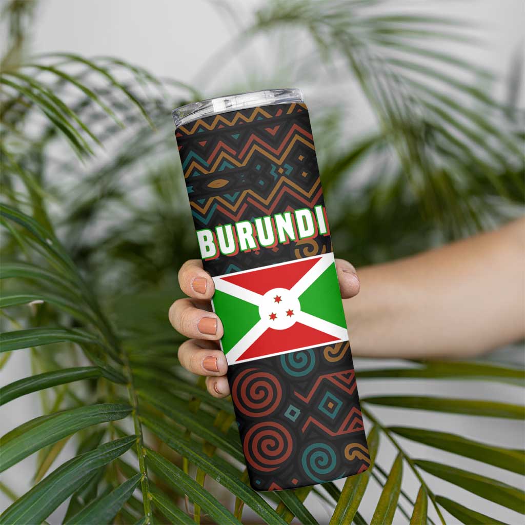 Burundi Turaco Skinny Tumbler with National Bird and Flag Pattern
