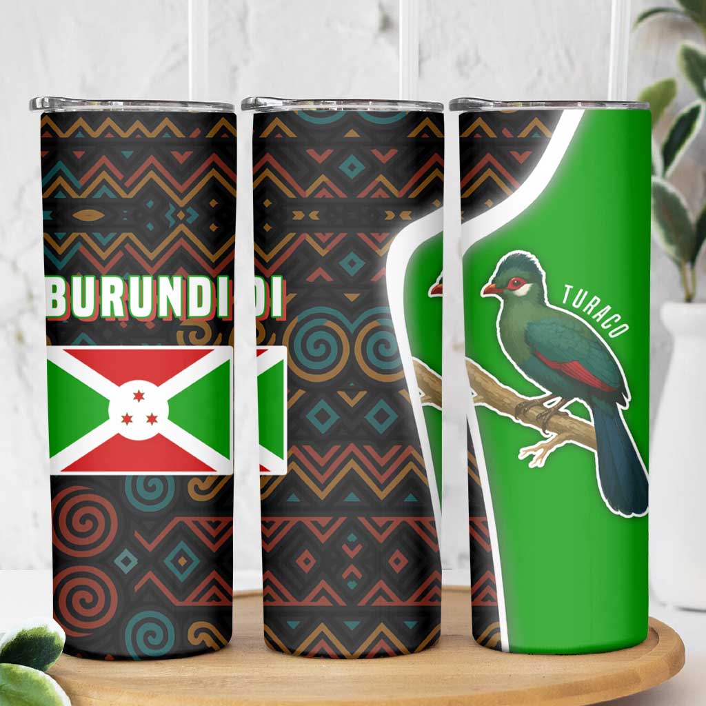 Burundi Turaco Skinny Tumbler with National Bird and Flag Pattern