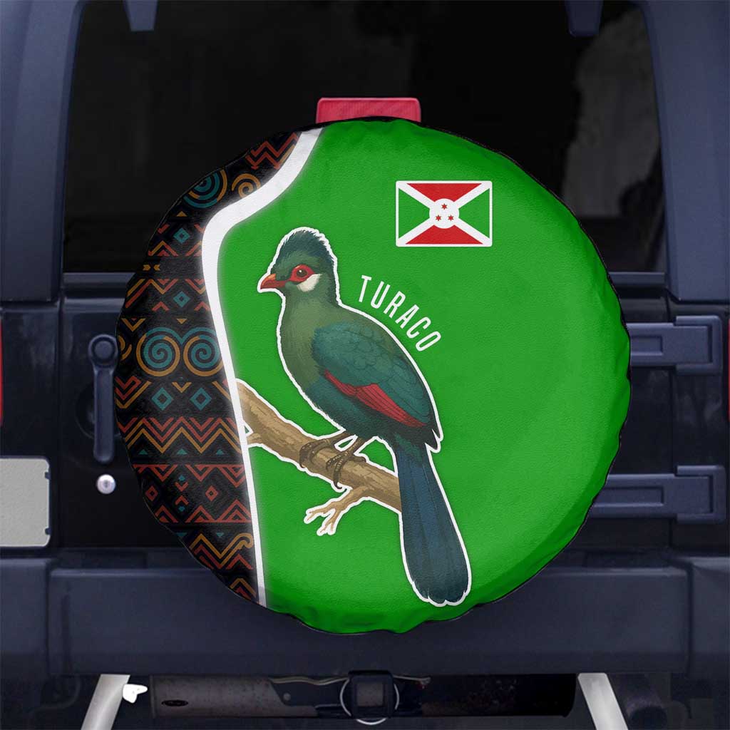 Burundi Turaco Spare Tire Cover with National Bird and Flag Pattern