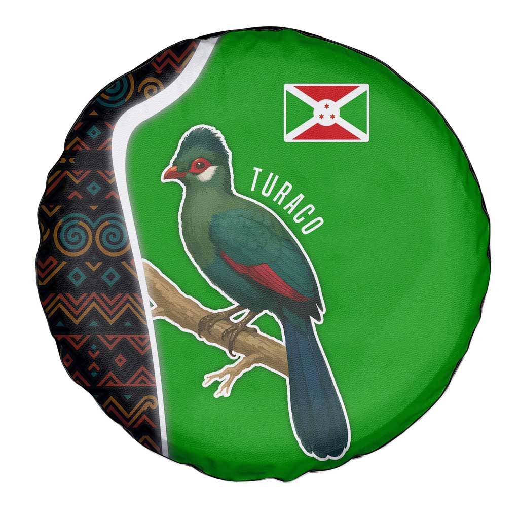 Burundi Turaco Spare Tire Cover with National Bird and Flag Pattern