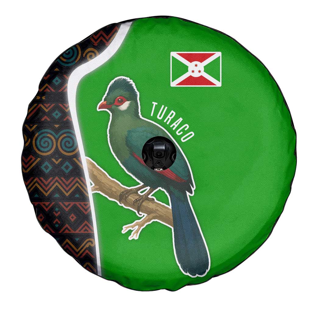 Burundi Turaco Spare Tire Cover with National Bird and Flag Pattern