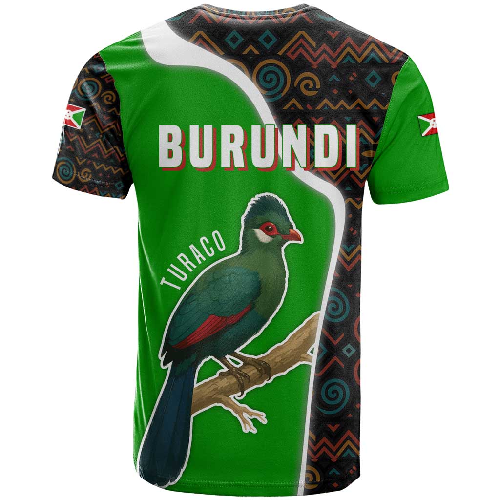 Burundi Turaco T Shirt with National Bird and Flag Pattern