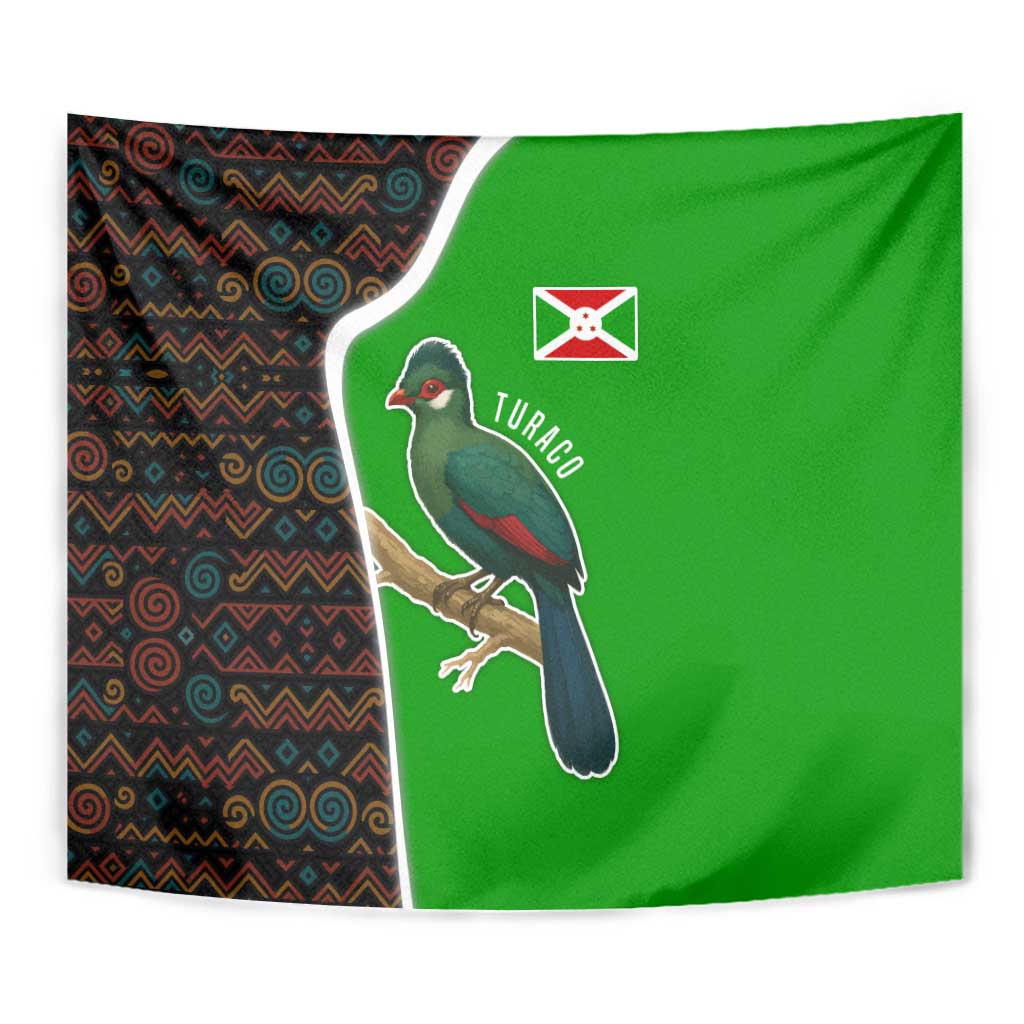 Burundi Turaco Tapestry with National Bird and Flag Pattern