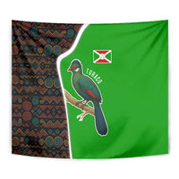 Burundi Turaco Tapestry with National Bird and Flag Pattern