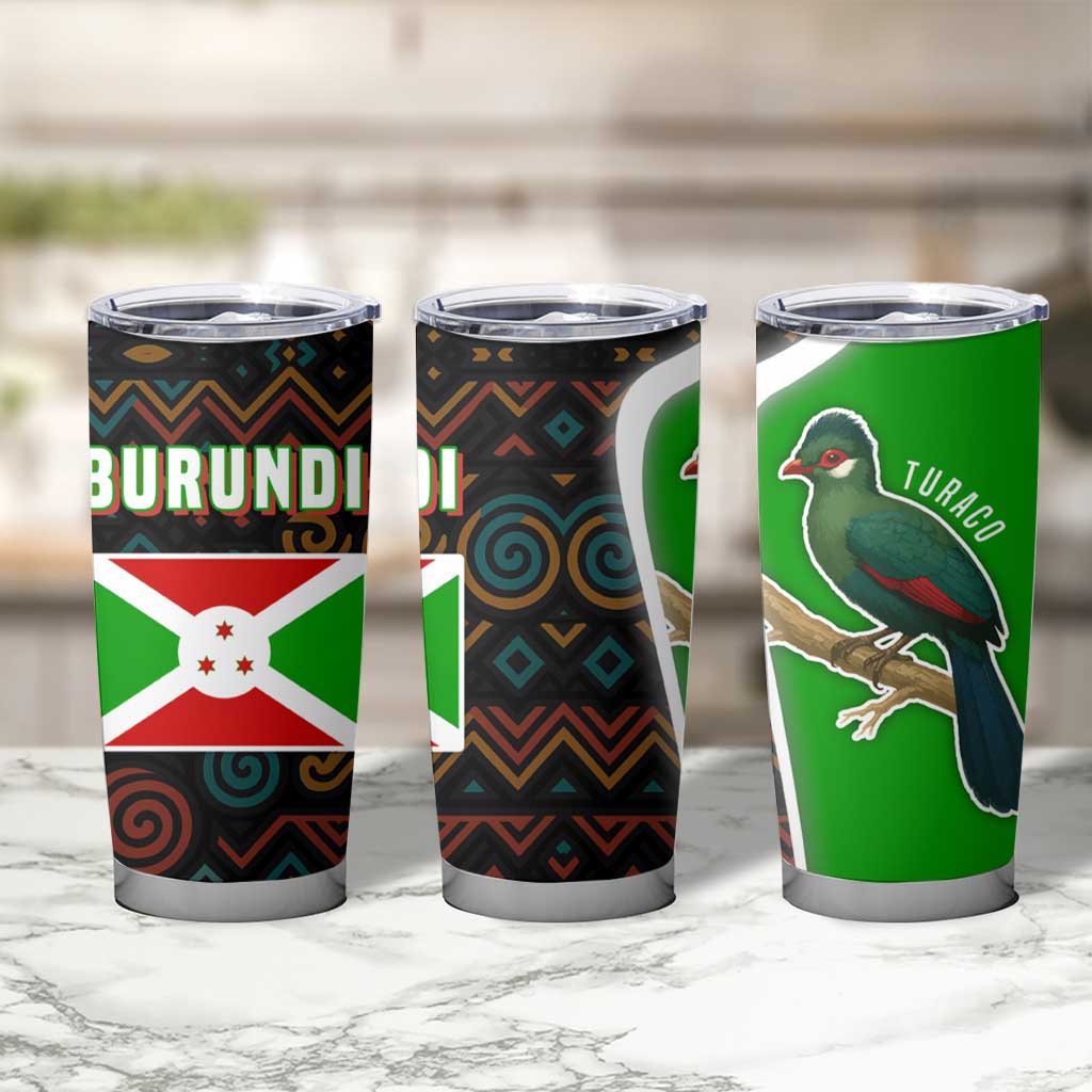 Burundi Turaco Tumbler Cup with National Bird and Flag Pattern