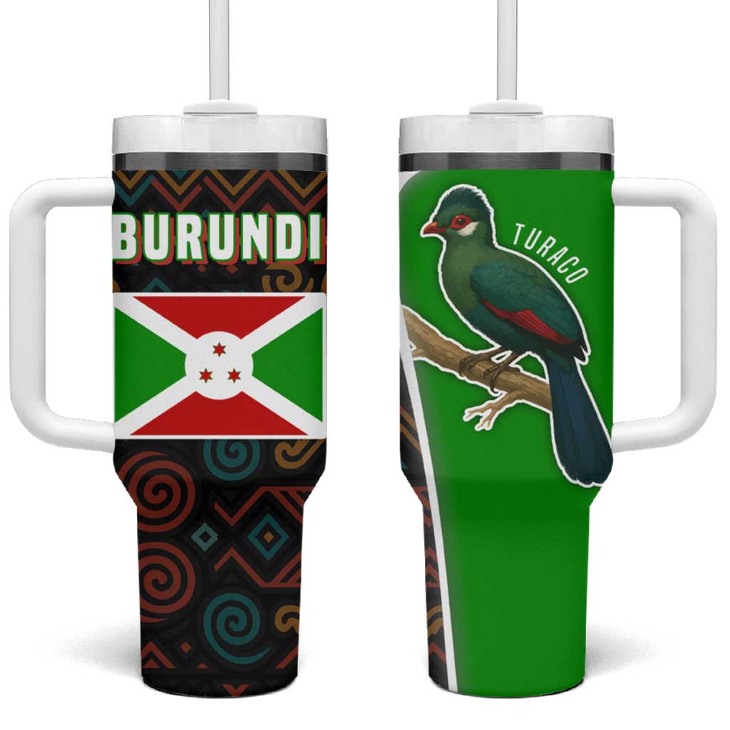 Burundi Turaco Tumbler With Handle with National Bird and Flag Pattern