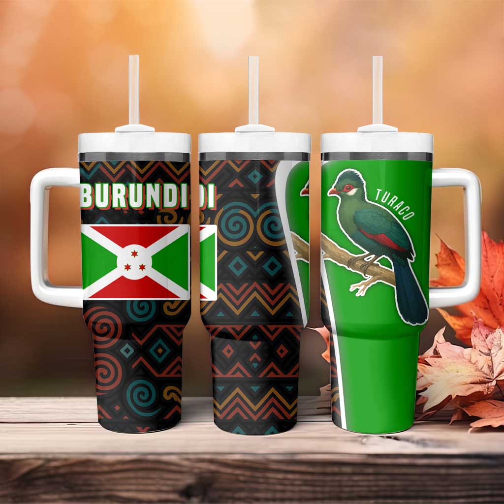 Burundi Turaco Tumbler With Handle with National Bird and Flag Pattern