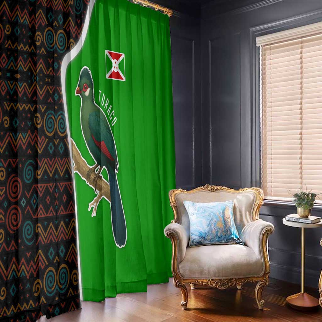 Burundi Turaco Window Curtain with National Bird and Flag Pattern