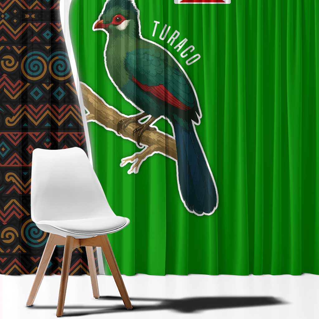 Burundi Turaco Window Curtain with National Bird and Flag Pattern