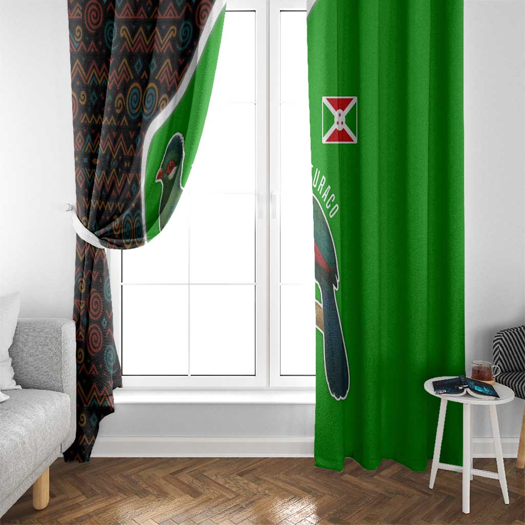 Burundi Turaco Window Curtain with National Bird and Flag Pattern