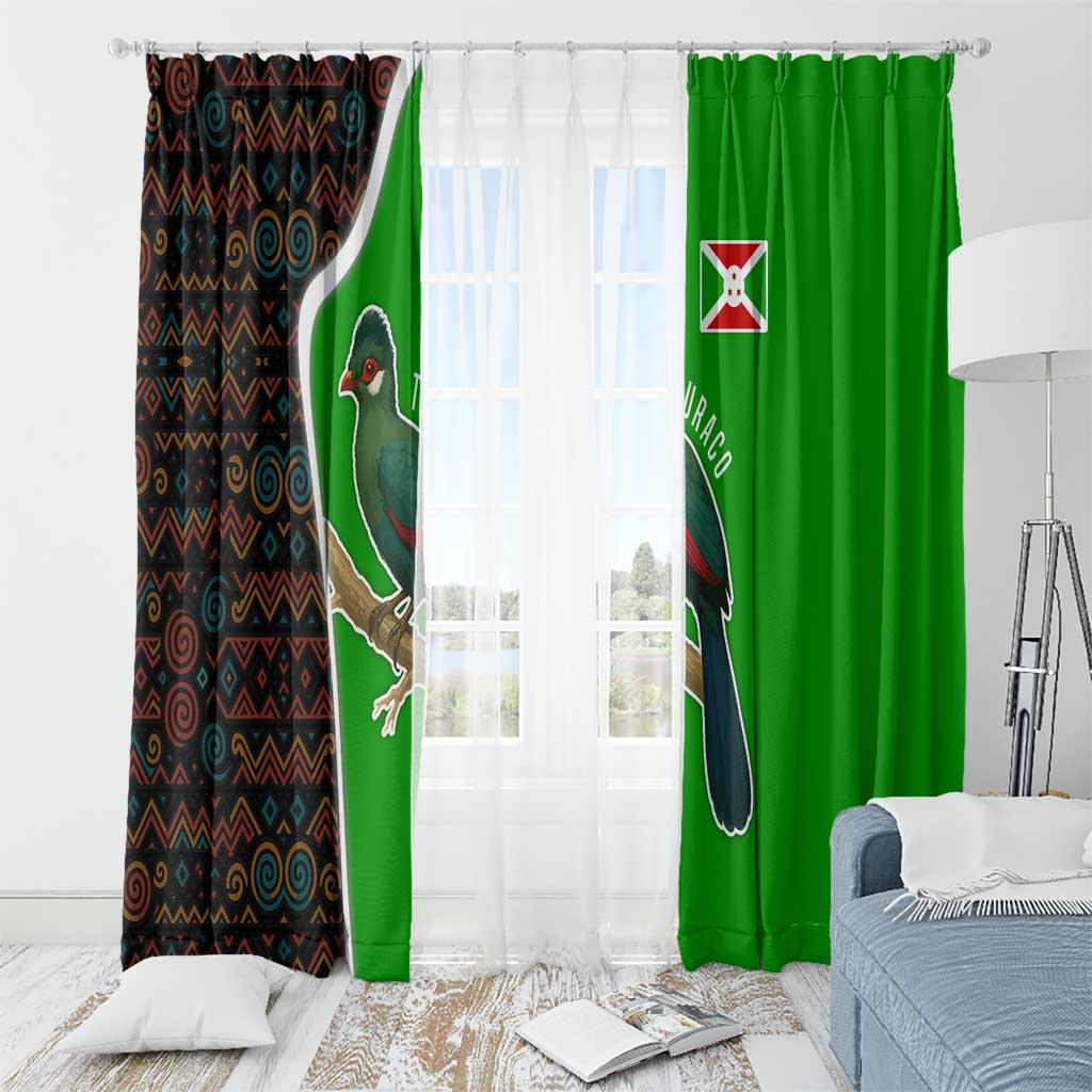 Burundi Turaco Window Curtain with National Bird and Flag Pattern