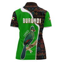 Burundi Turaco Women Polo Shirt with National Bird and Flag Pattern