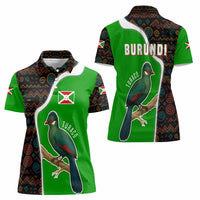 Burundi Turaco Women Polo Shirt with National Bird and Flag Pattern