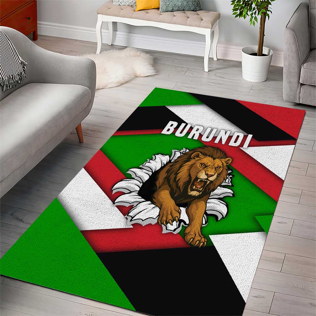 Burundi - Roaring Lion Area Rug with National Flag Colors