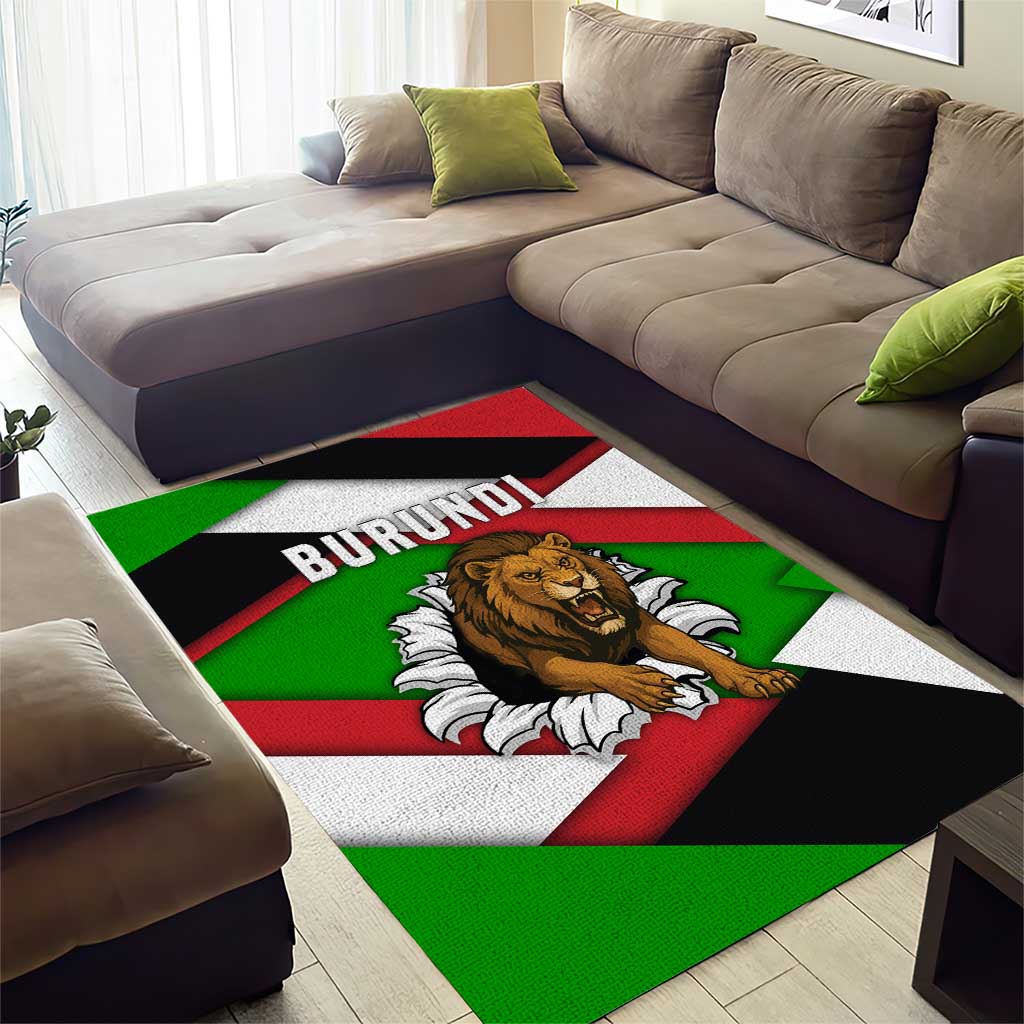 Burundi - Roaring Lion Area Rug with National Flag Colors
