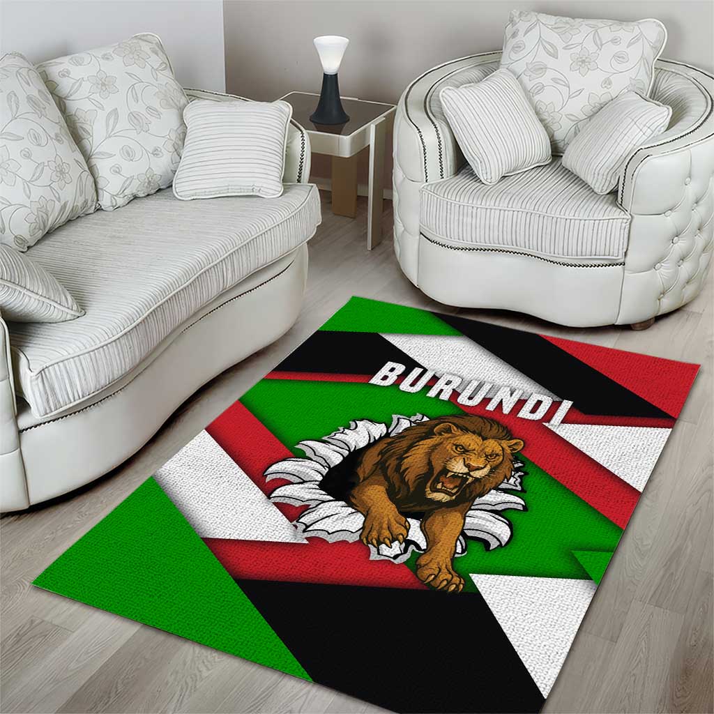 Burundi - Roaring Lion Area Rug with National Flag Colors